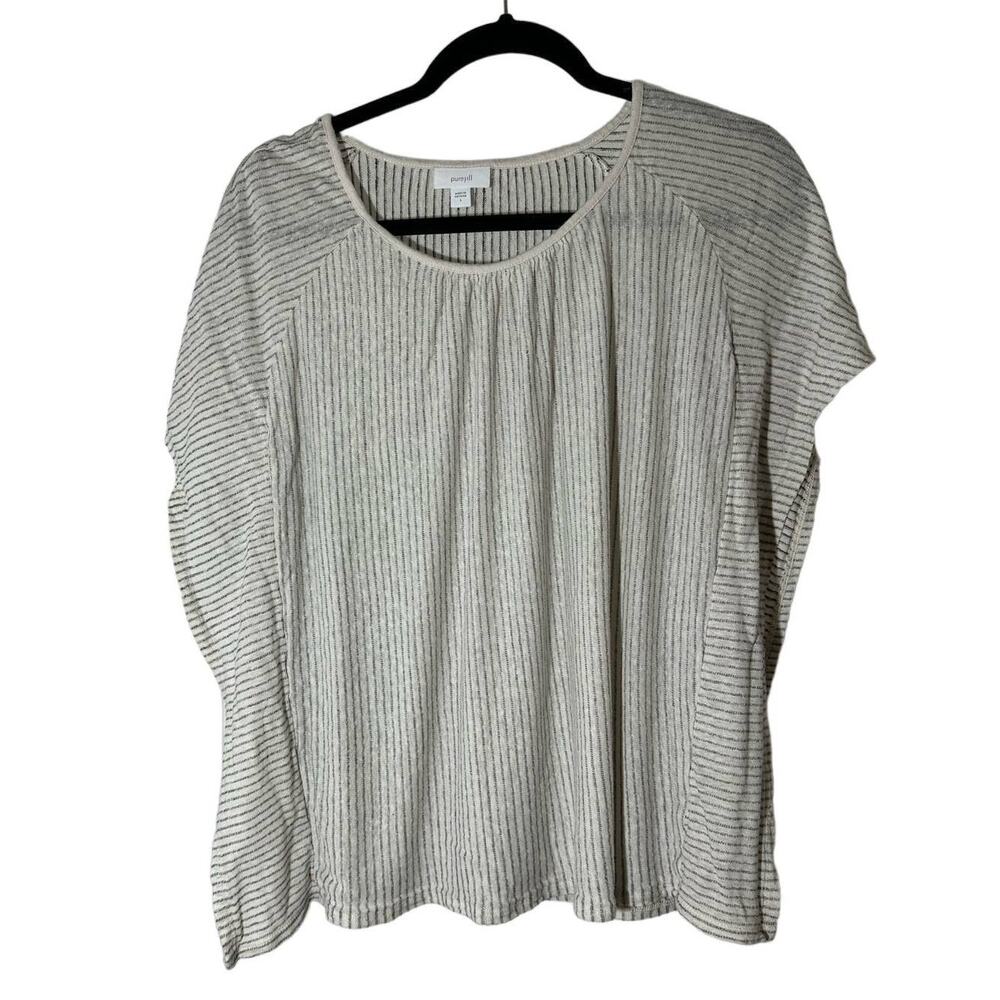 Pure J. Jill Striped Flutter Top Sides Size Large
